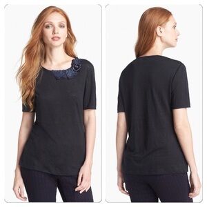 Tory Burch Marcella Top navy blue embellished